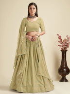 Lehenga Mart Designer Wedding Lehenga Choli For Women - Mehndi | Grocsy