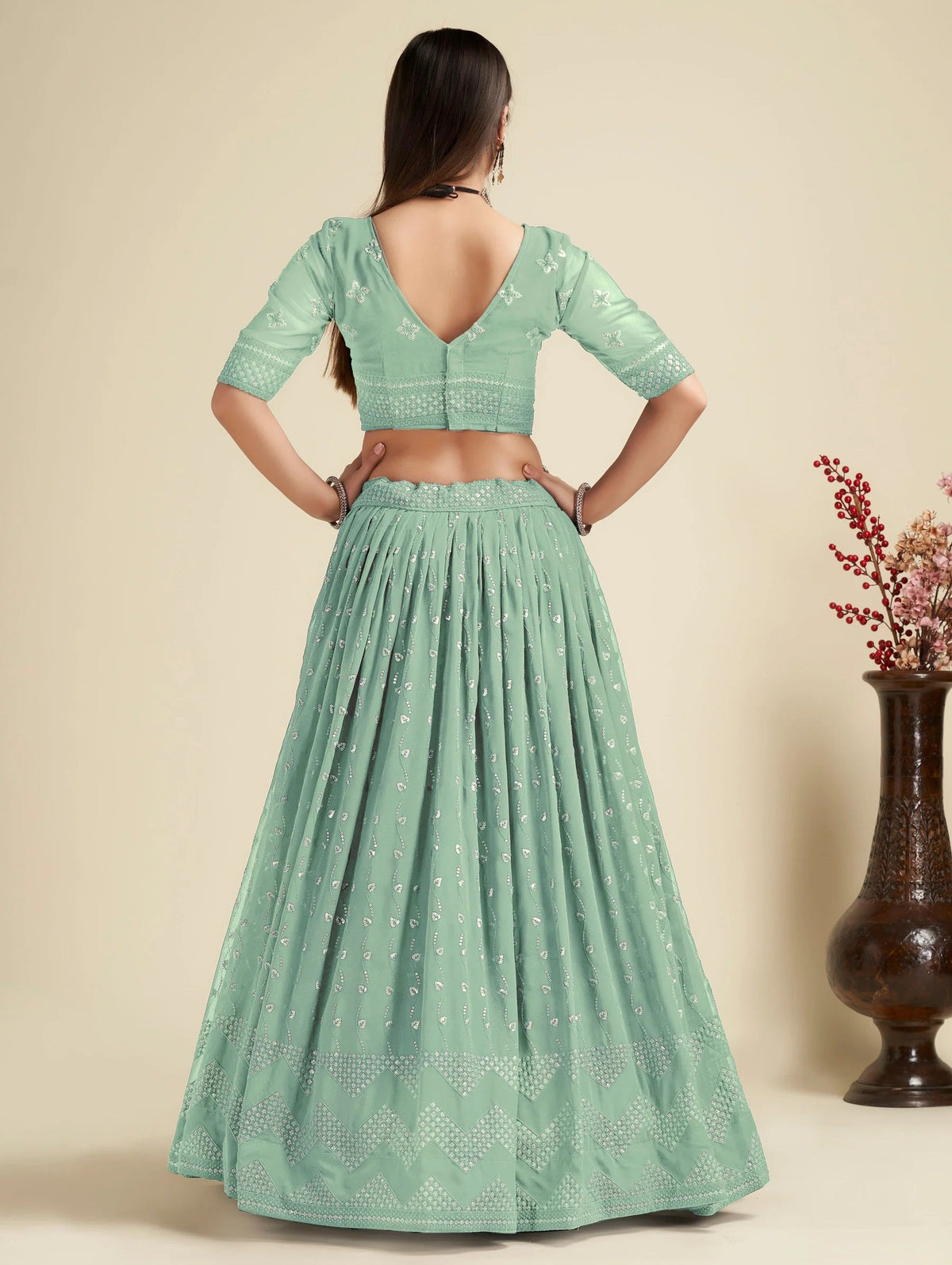 Lehenga Mart Designer Wedding Lehenga Choli For Women - Pista | Grocsy