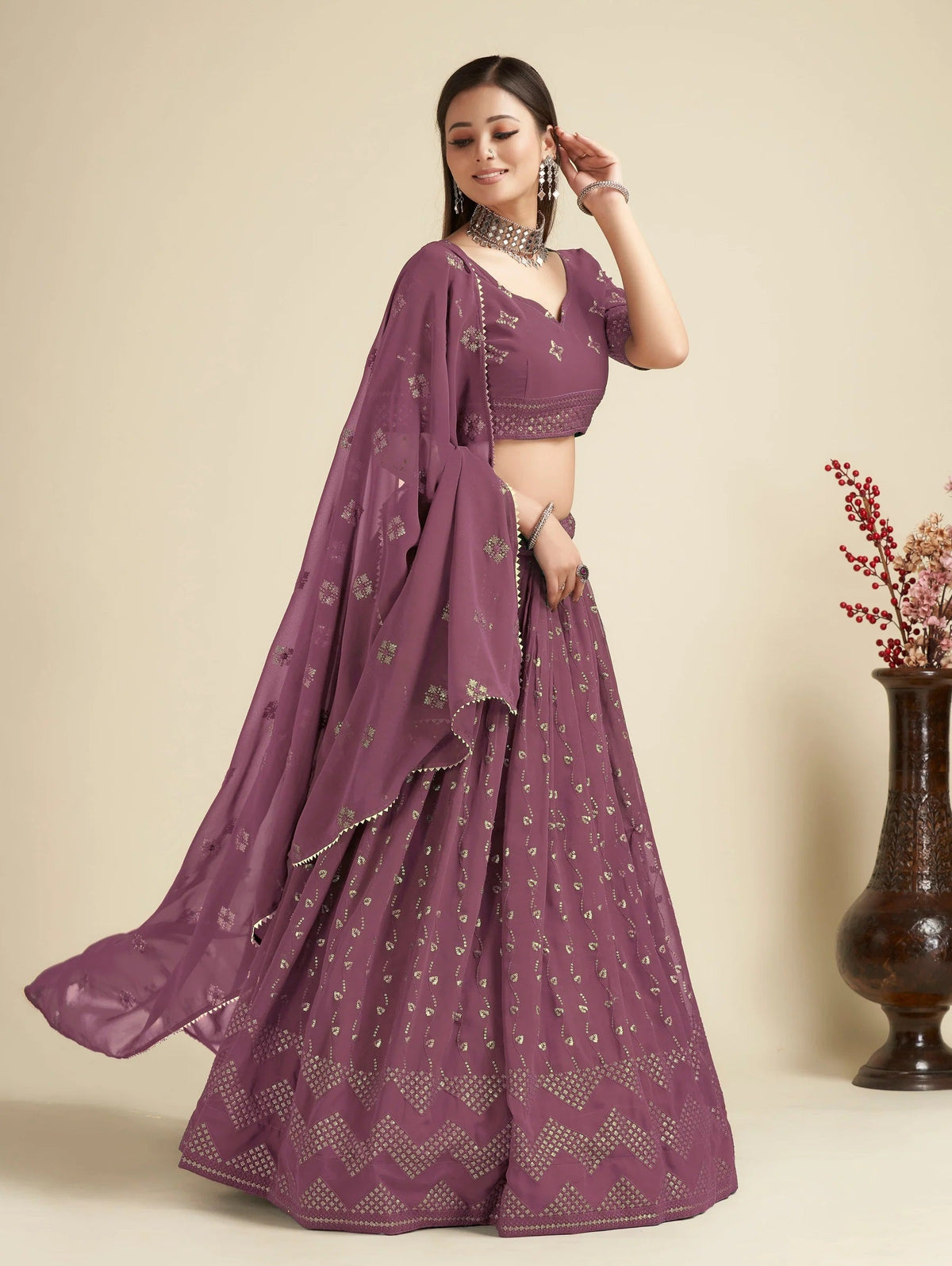 Lehenga Mart Designer Wedding Lehenga Choli For Women - Wine | Grocsy