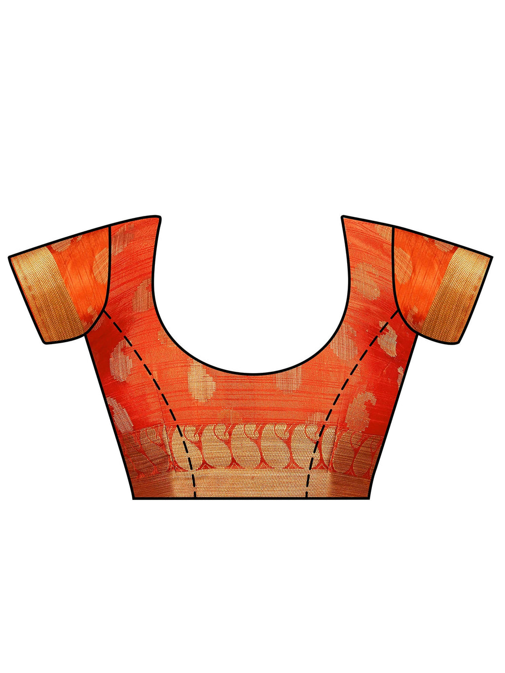 Mimosa Women's Kanchipuram Art Silk Orange Saree | Grocsy