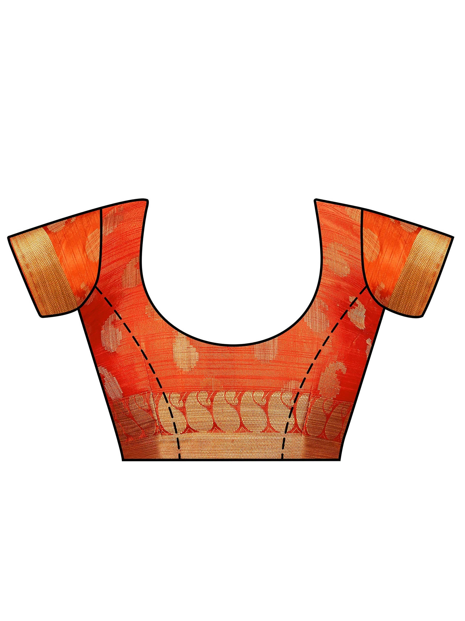 Mimosa Women's Kanchipuram Art Silk Orange Saree | Grocsy