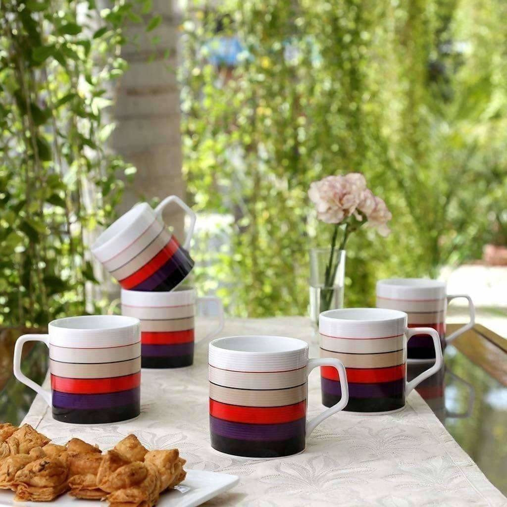 Coffee Mug Set, 220ml/6.6cm, Set of 6, Multicolour | Grocsy