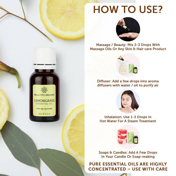 Bella Vita Organic Lemongrass Essential Oil | Grocsy