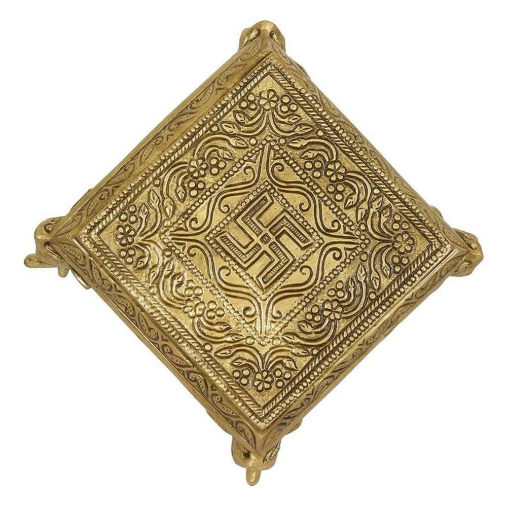Puja N Pujari Elephant Design Brass Pooja Chowki | Grocsy