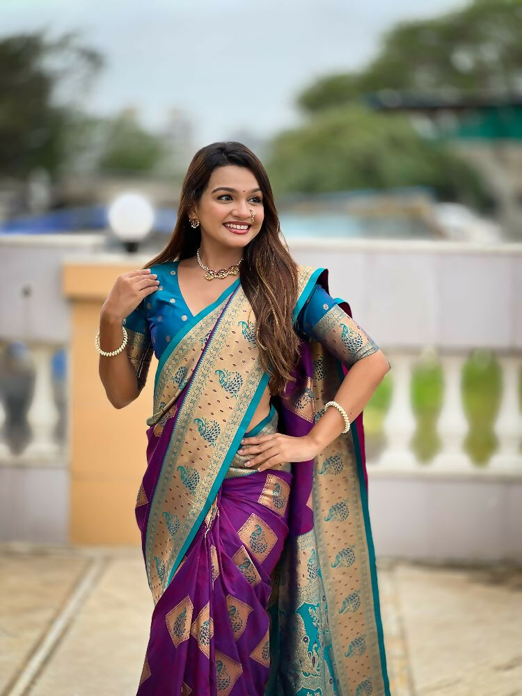PR Fashion Magenta Soft Banarasi Silk With Zari Weaving Meenakari Design Saree | Grocsy