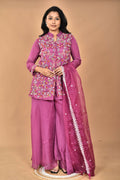 Morchari Women And Hand Embroidery Palazzo Set-Purple | Grocsy