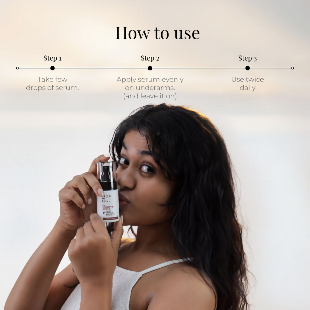 Green And Beige Rectifio Underarm Serum For Odour Control & Brightening - Peony Litchi Scented | Grocsy