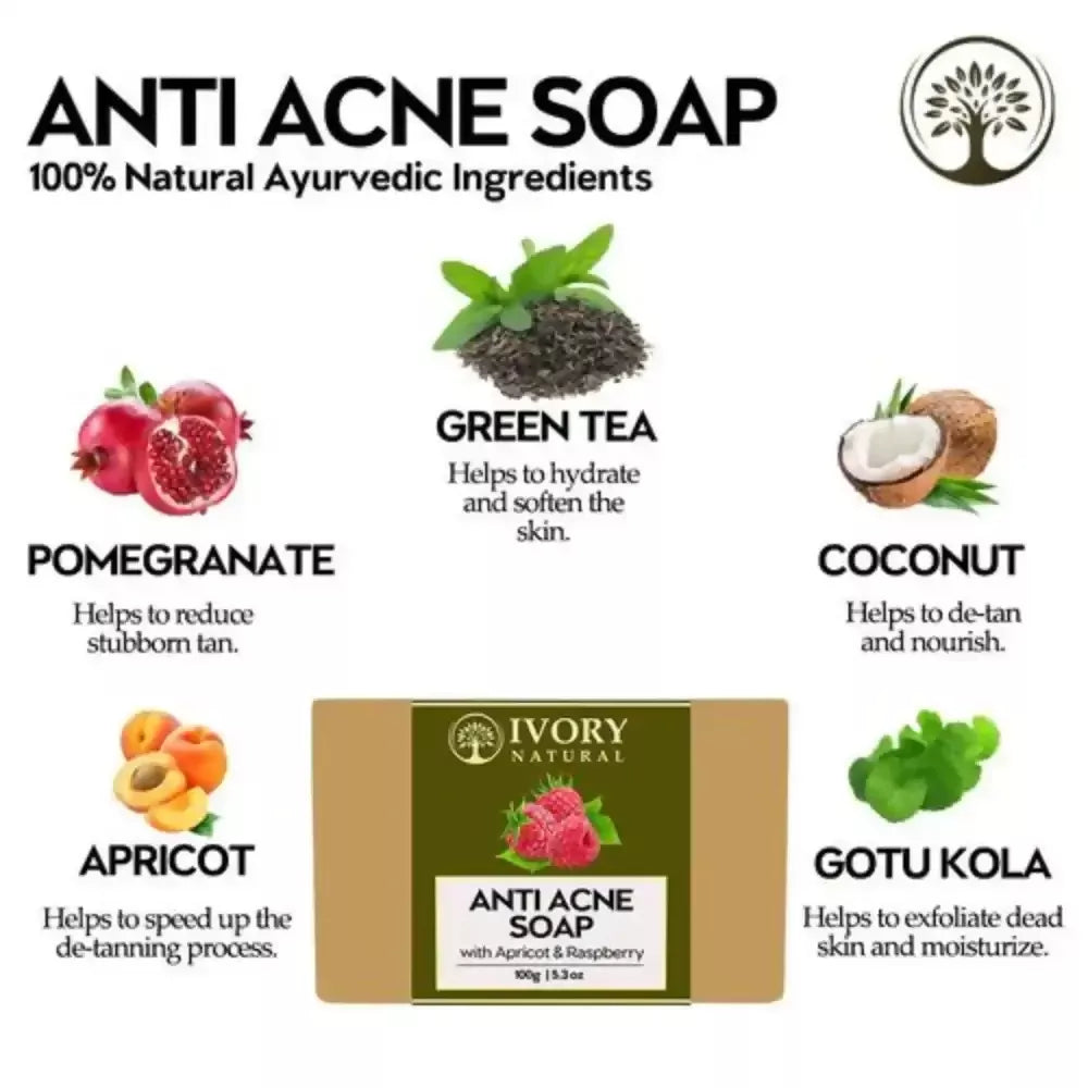 Ivory Natural Anti Acne Soap - Restore Radiance & Nourish Skin For Both Men & Women | Grocsy