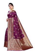 Vamika Banarasi Jacquard Weaving Purple Saree (Siri Purple) | Grocsy