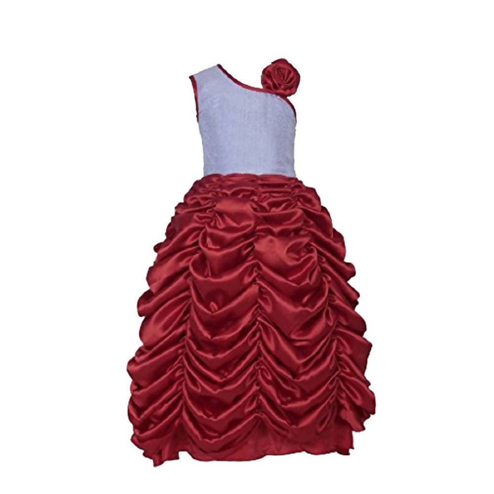 Asmaani Baby Girl Maroon Red Full Length Dress (AS-DRESS-22033) | Grocsy