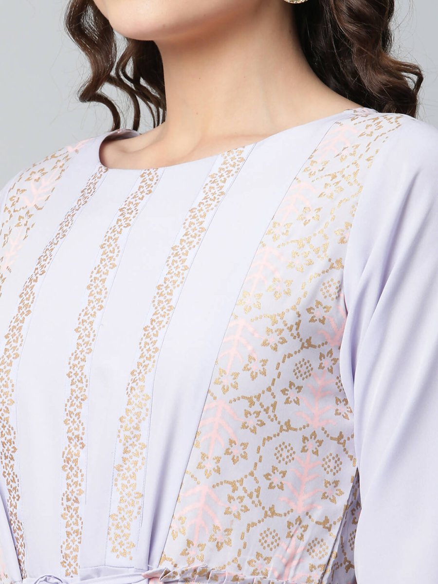 Ahalyaa Womens Powder Blue Crepe Floral Dress | Grocsy