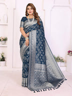 Aastha Fashion Teal Blue Georgette Silk Leheriya With Elegant Zari Weaving Saree | Grocsy