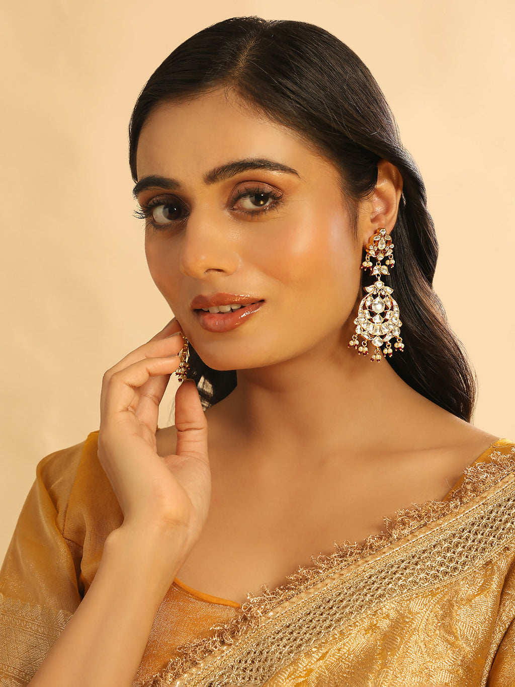 Nuyug 22K Gold Plated Serenoor Pearl Chandbali Earrings | Grocsy