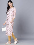 Myshka Women Pink Floral Printed Gotta Patti Georgette Kurta | Grocsy