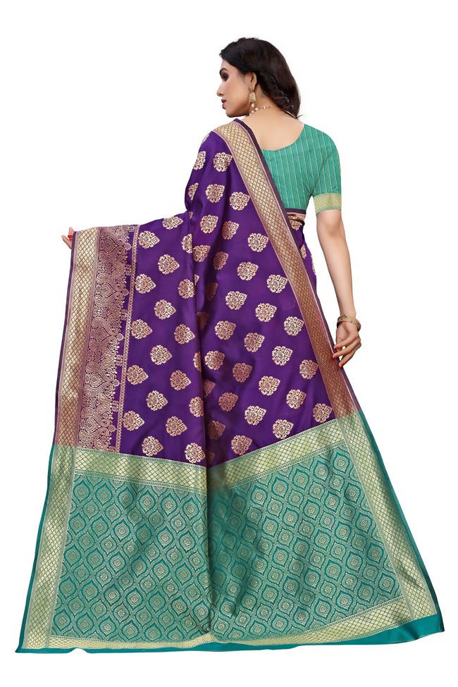 Vamika Banarasi Jacquard Weaving Purple Saree (Dangal Purple) | Grocsy