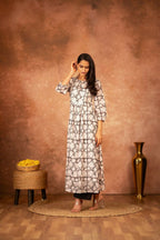 Joban Fashion Black Floral Hand Block Printed Cotton Kurta Pant Set | Grocsy