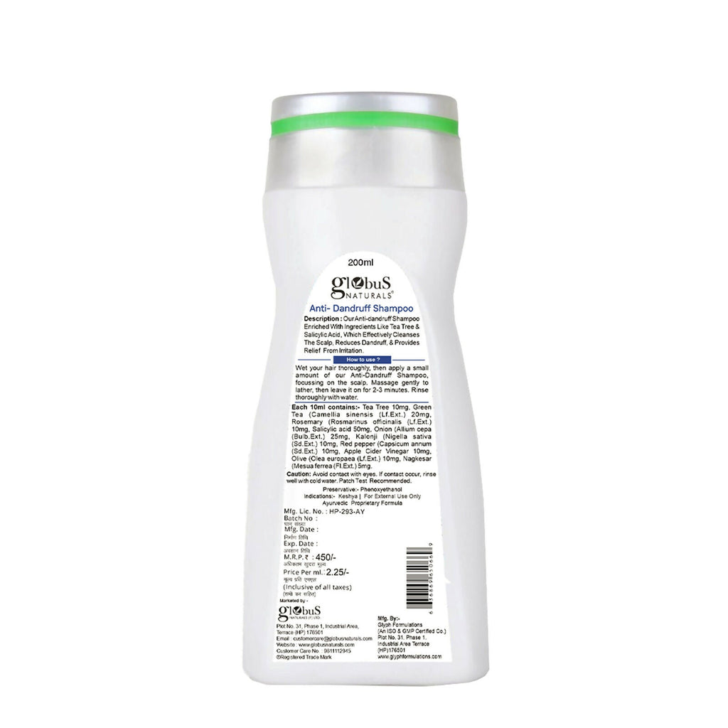Globus Naturals Anti Dandruff Shampoo, For Dandruff and Itchy Scalp, Suitable For All Hair Types | Grocsy