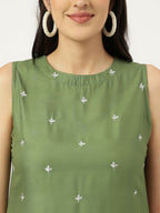 Joban Fashion Green Rayon and Embroidered Work Straight Kurta Bottom Set | Grocsy