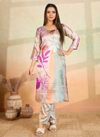 Prazu Fashion Multi Color Printed Cotton Reyon Kurta Pant Set | Grocsy