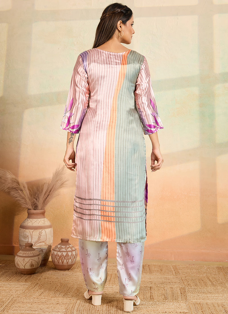 Prazu Fashion Multi Color Printed Cotton Reyon Kurta Pant Set | Grocsy