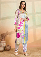 Prazu Fashion Multi Color Printed Cotton Reyon Kurta Pant Set | Grocsy