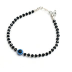 Mominos Fashion Kamal Johar Nazariya Silver With Black Crystals Anklets | Grocsy