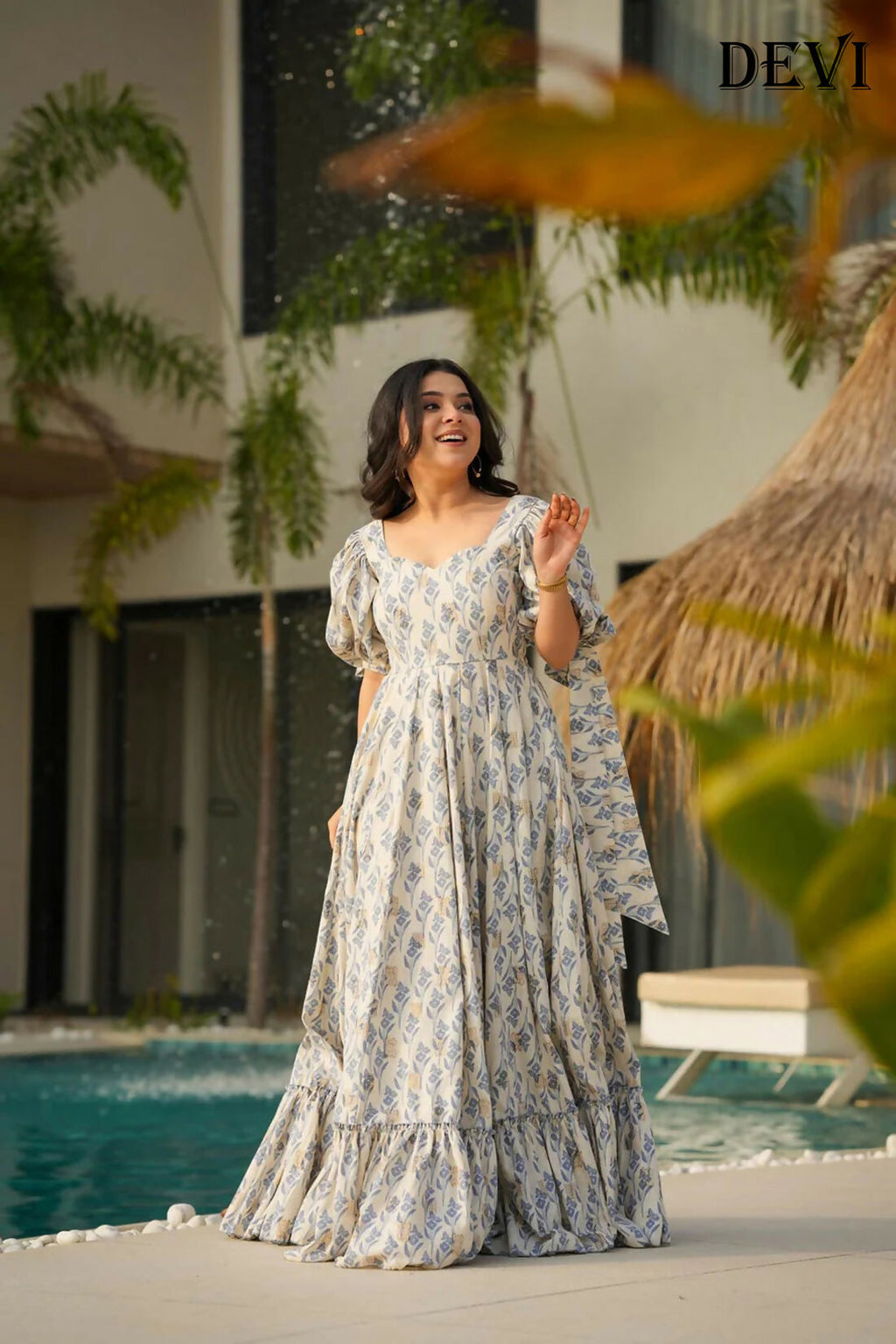 Aayaa Designer Printed Full Flared Gown - Multi Color | Grocsy