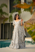Aayaa Designer Printed Full Flared Gown - Multi Color | Grocsy