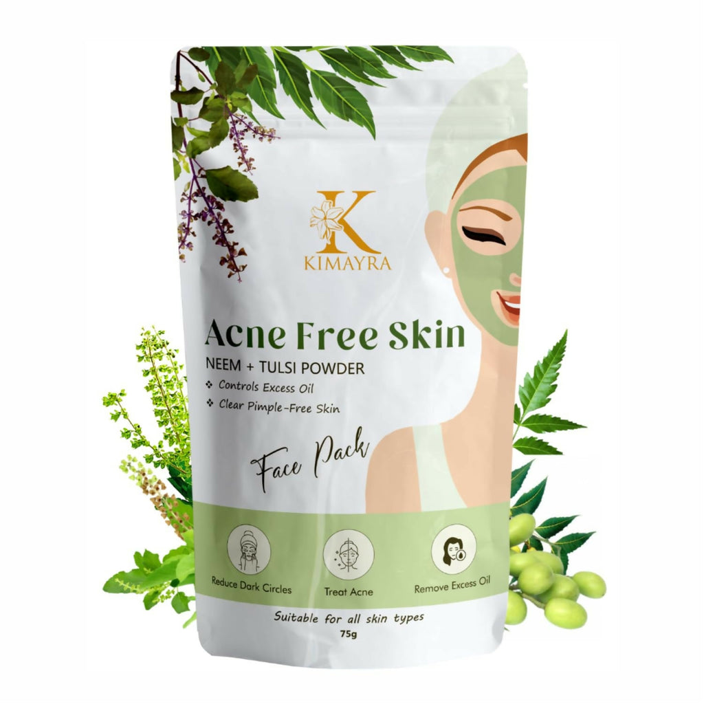 Kimayra Organic Neem + Tulsi Face Pack Powder For Pimple Free Skin, Helps In Cleansing The Skin | Grocsy