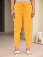 Aramya Straight Kantha Cotton Woven Design Print Women's Kurta Set - Yellow | Grocsy