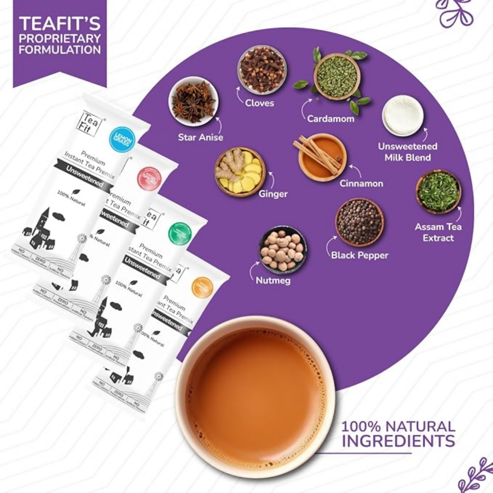 TeaFit Premium NO SUGAR Instant Assorted Tea Premix | Grocsy