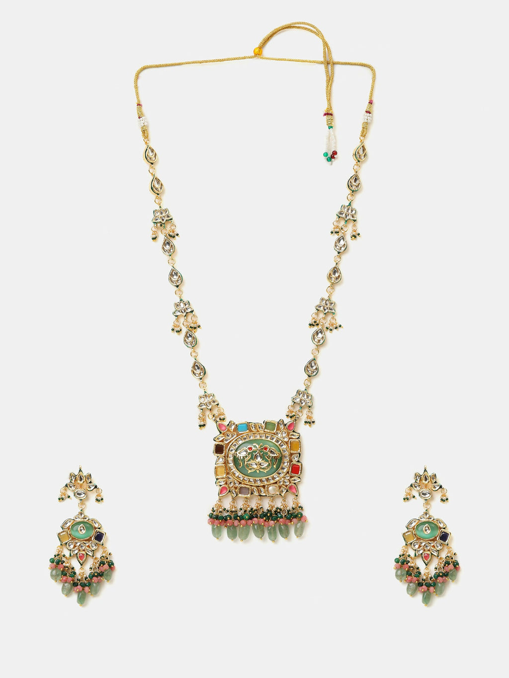 Ruby Raang Kundan Haar With Matching Earrings | Grocsy