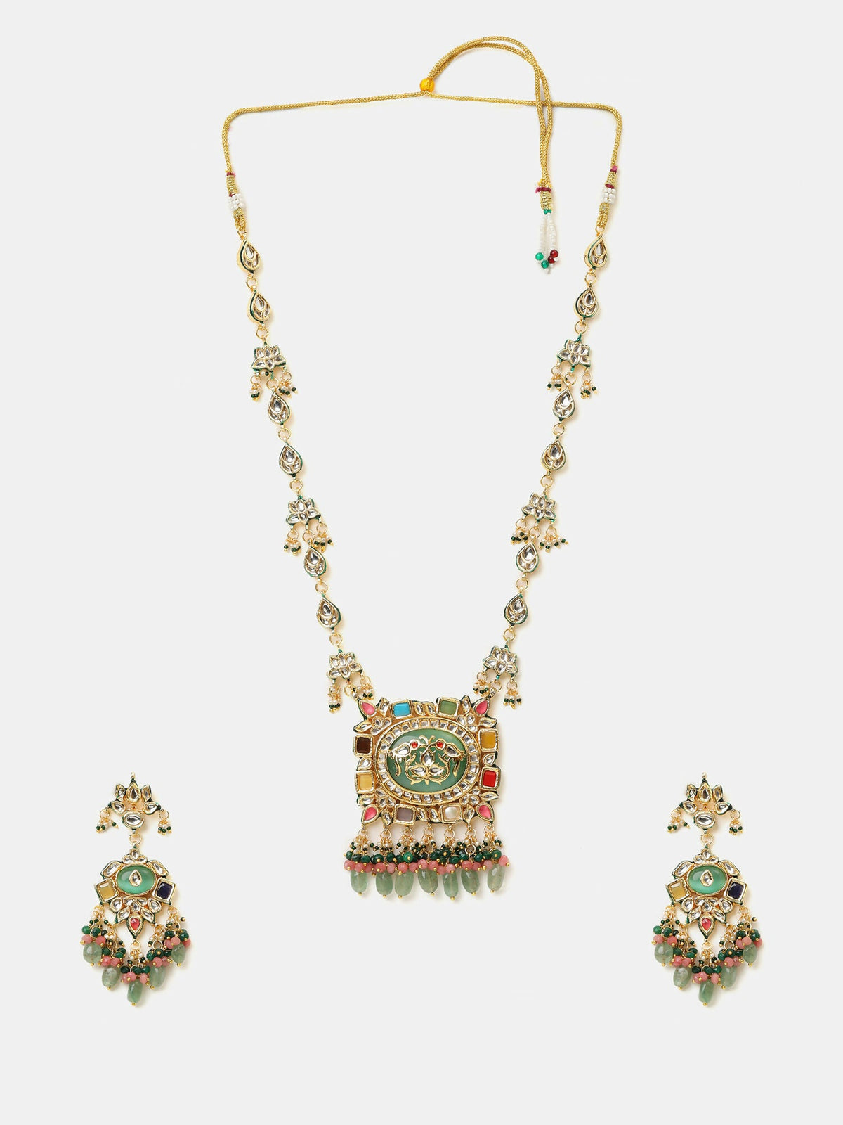 Ruby Raang Kundan Haar With Matching Earrings | Grocsy