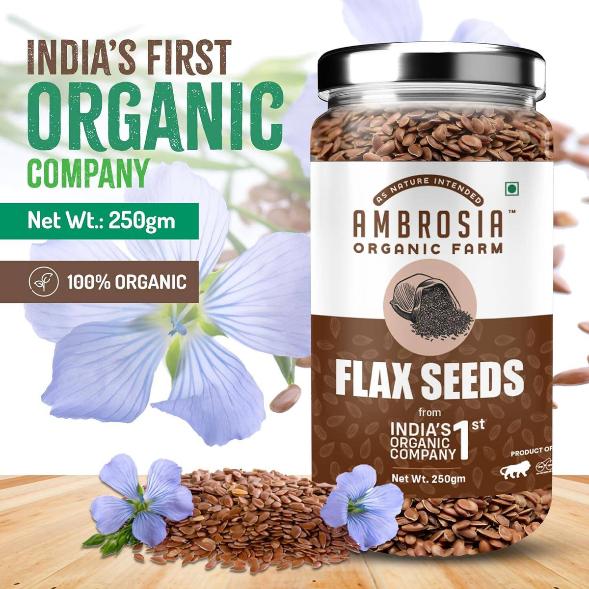 Ambrosia Organic Farm Flax Seeds | Grocsy