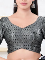 Joban Fashion Black Tissue Elbow Sleeveless Back Open Blouse | Grocsy