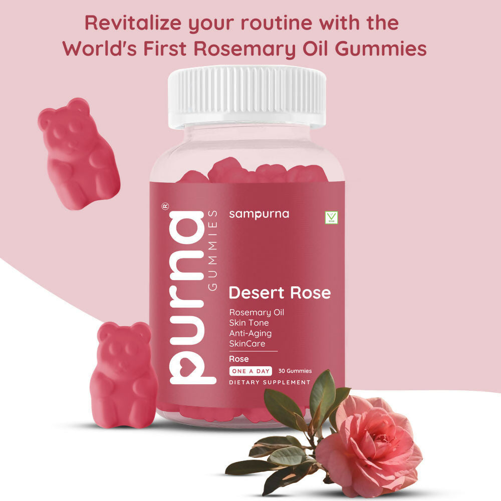 Purna Rosemary Oil Gummies - Rose | Grocsy