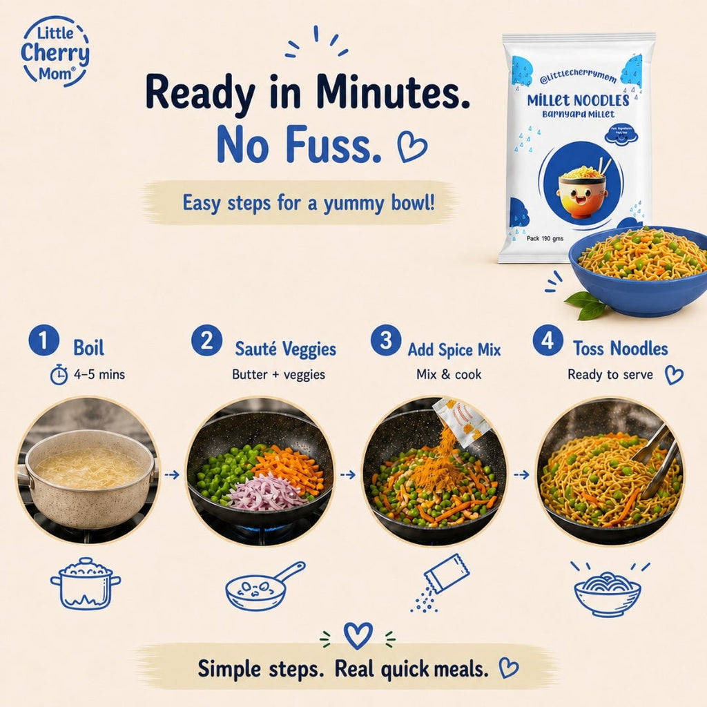 Littlecherrymom Barnyard Millet Instant Noodles | Grocsy