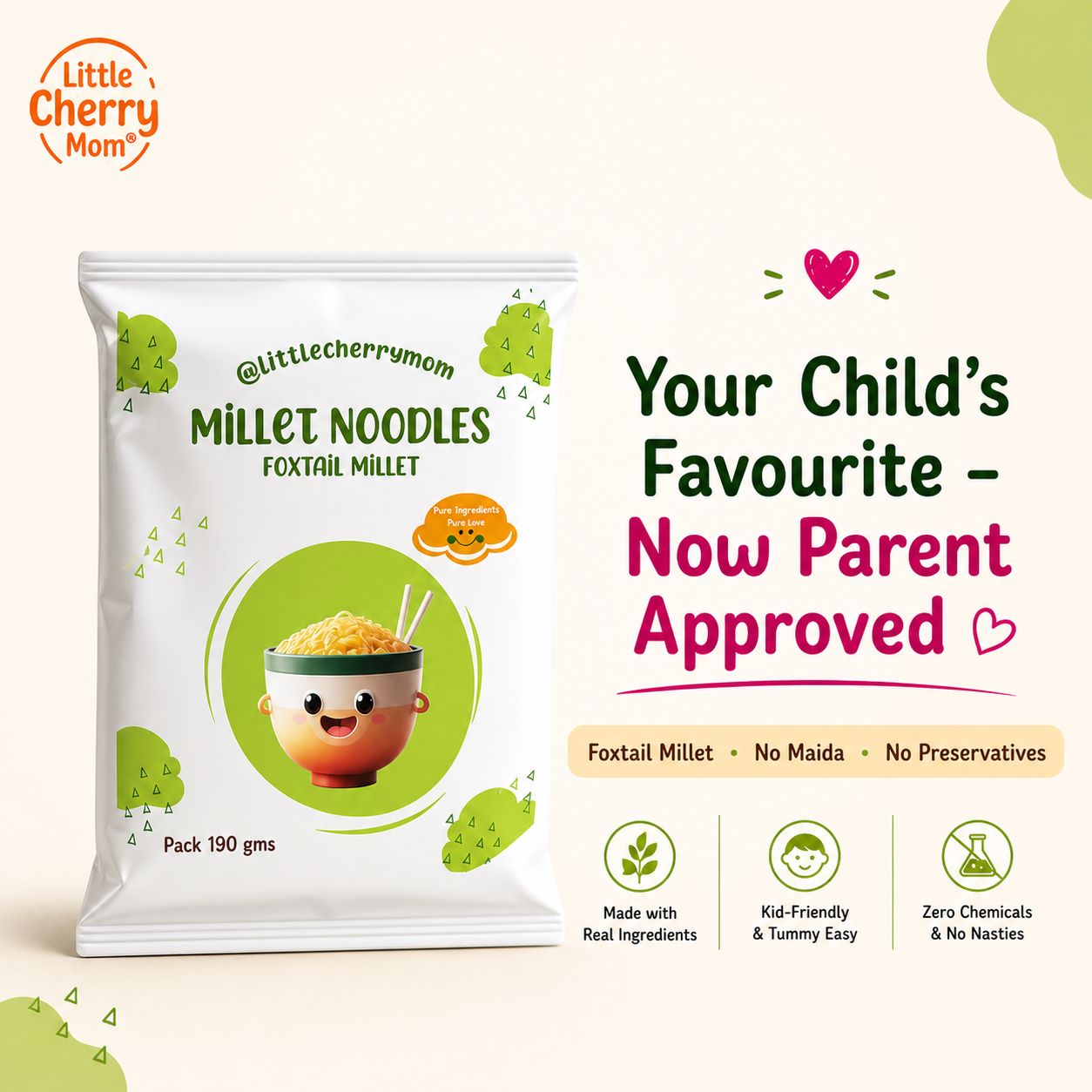 Littlecherrymom Foxtail Millet Instant Noodles | Grocsy