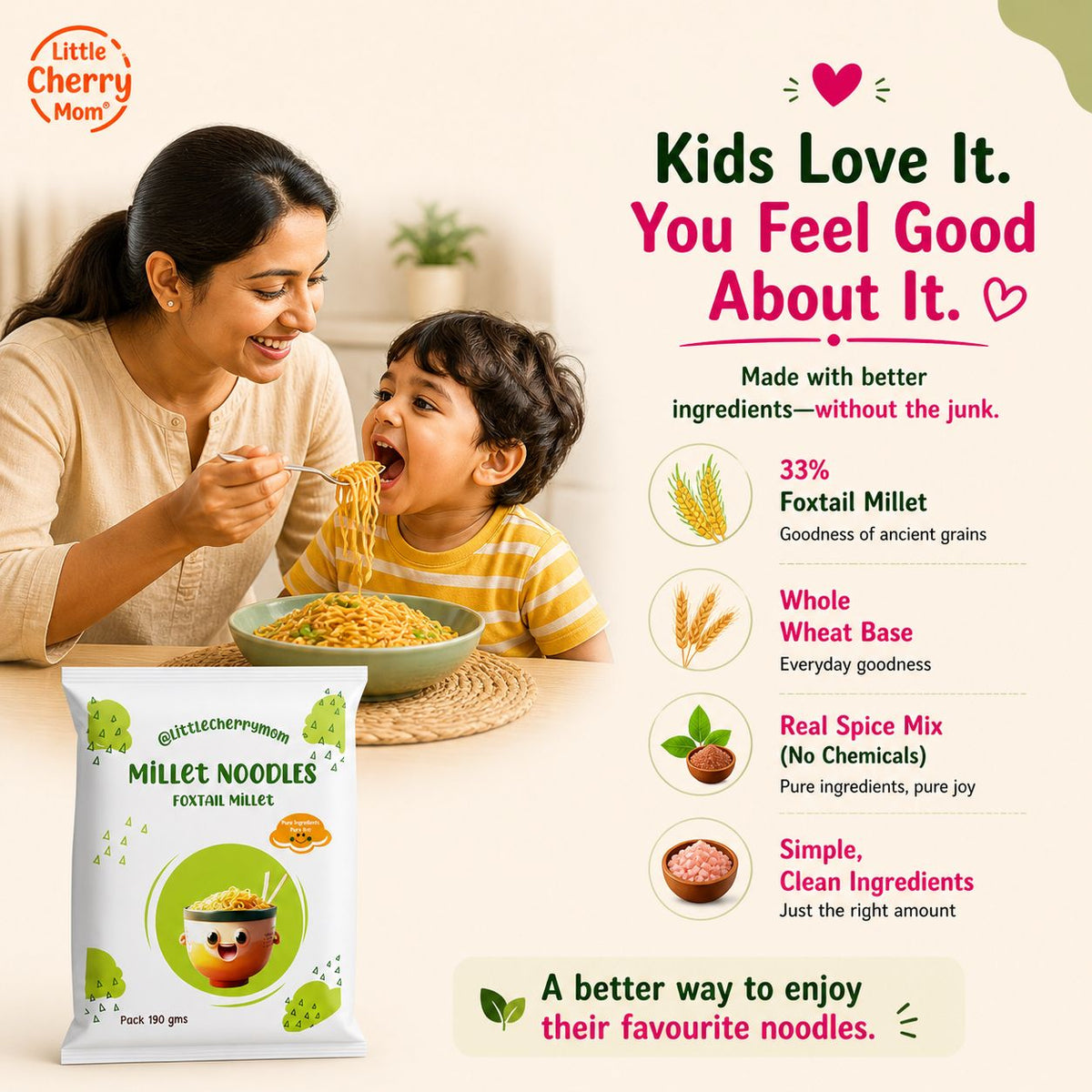 Littlecherrymom Foxtail Millet Instant Noodles | Grocsy
