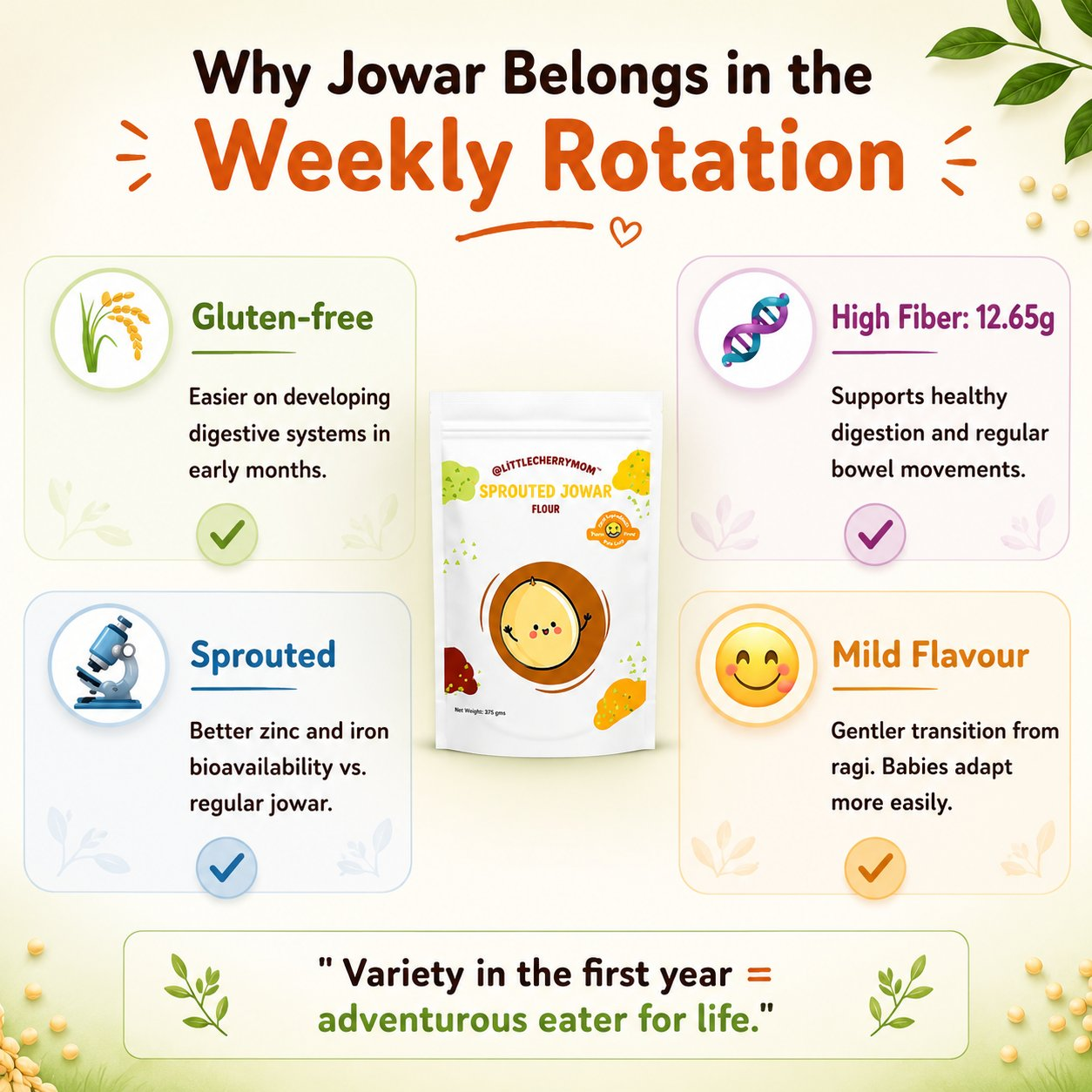 Littlecherrymom Sprouted Jowar Flour | Grocsy