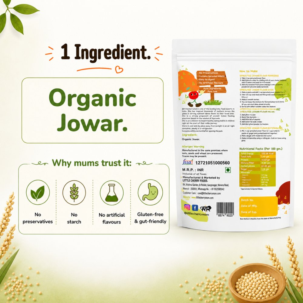 Littlecherrymom Sprouted Jowar Flour | Grocsy