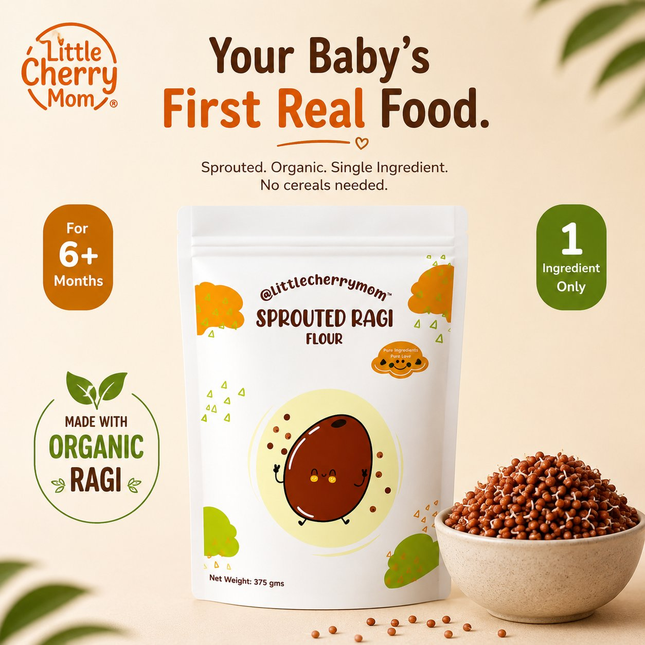 Littlecherrymom Sprouted Ragi Flour | Grocsy