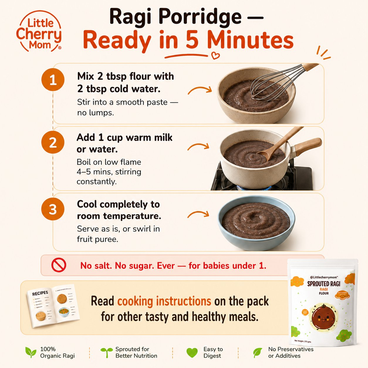 Littlecherrymom Sprouted Ragi Flour | Grocsy