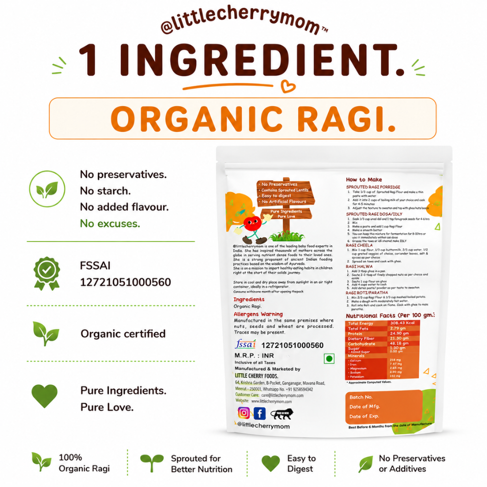 Littlecherrymom Sprouted Ragi Flour | Grocsy