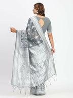 Shree Shyam Fashion Linen Cotton Pink Saree | Grocsy