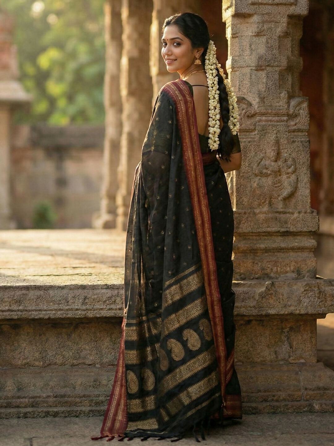 Shree Shyam Fashion Black Soft Silk Saree | Grocsy