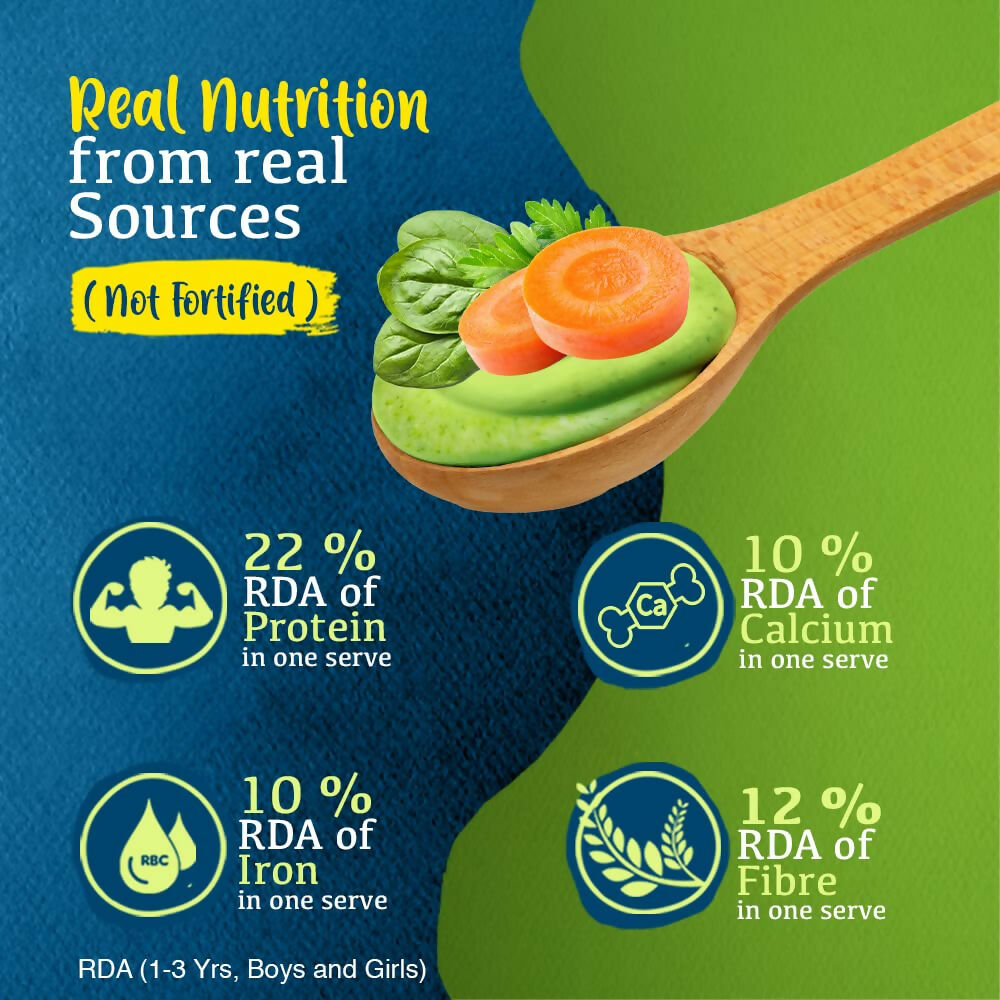 Manna Foods Instant Health Mix Multigrain Cereal + Vegetables With Spinach, Carrot, Dal with Milk | Grocsy