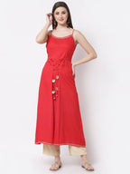 Myshka Red Color Silk blend Solid Kurta With Dupatta Set | Grocsy