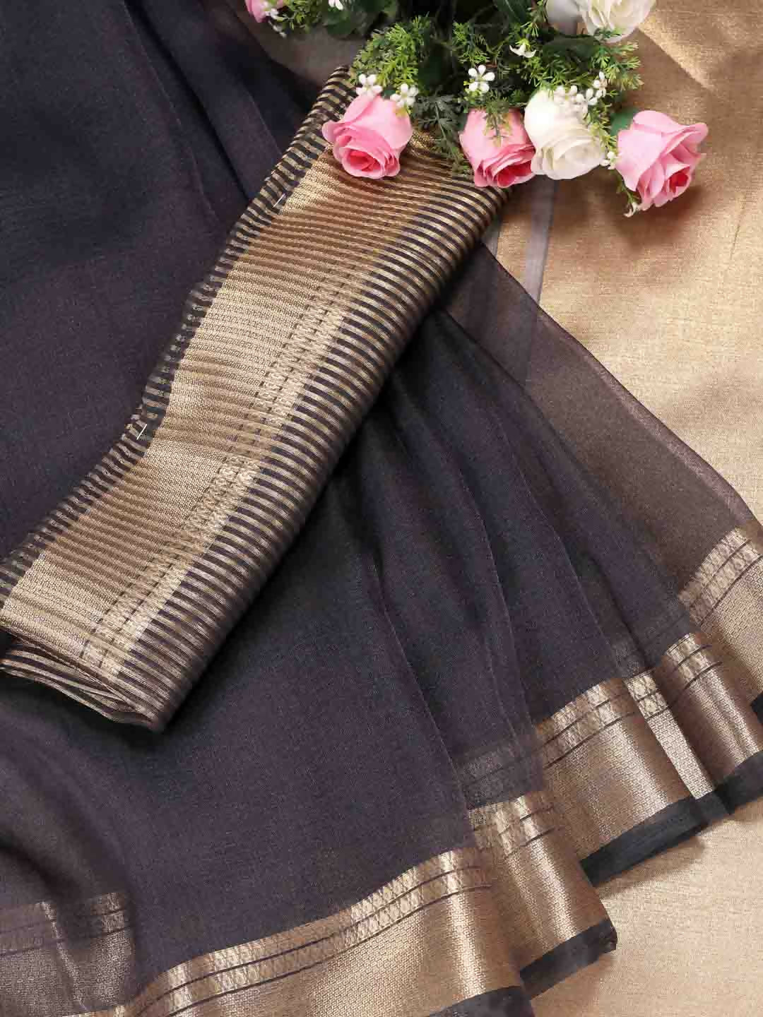 Shree Shyam Fashion Organza Grey Saree | Grocsy