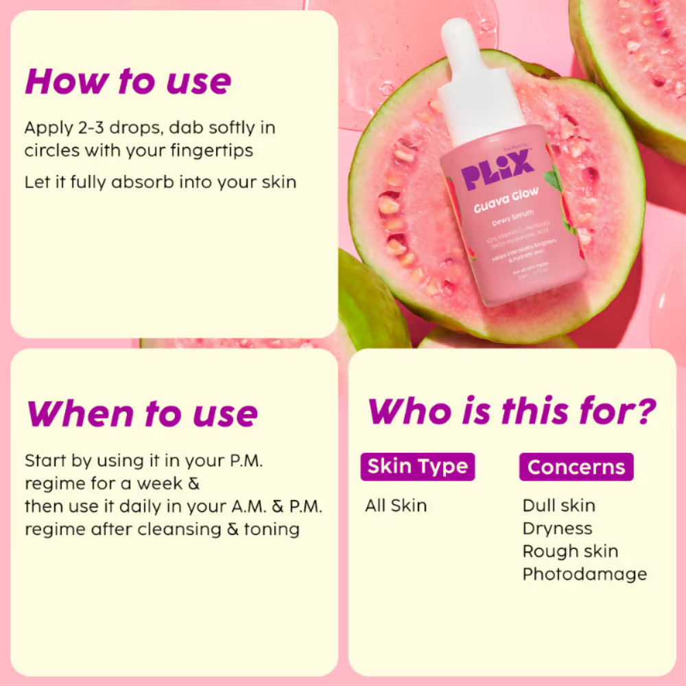 PLIX The Plant Fix Guava 10% Vitamin C Face Serum & Face Wash Combo | Grocsy